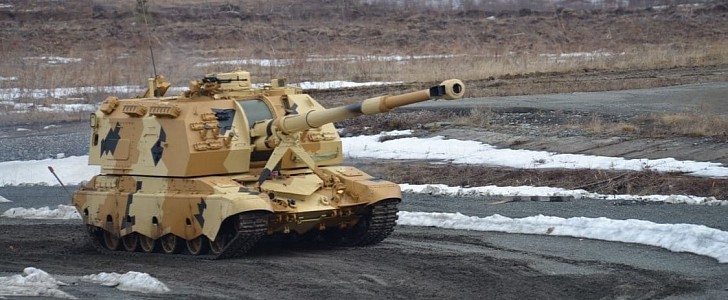 Расчеты САУ «Мста-С» благодаря данным с БПЛА «Орлан-10» поразили позиции боевиков в зоне СВО